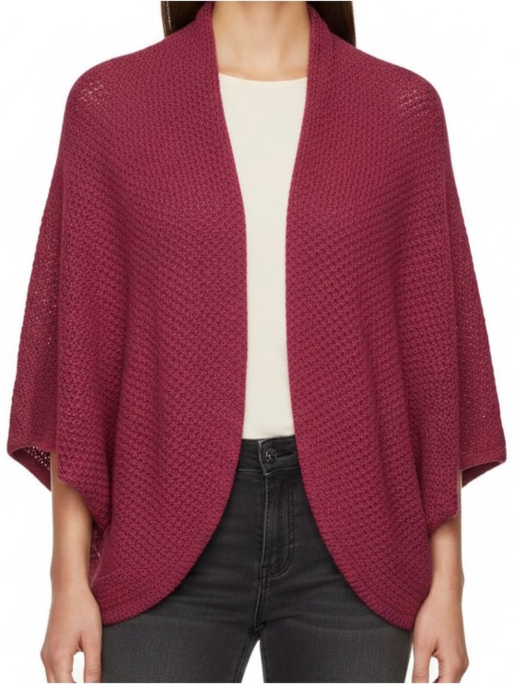 Vince Camuto Open Knit Dolman Cardigan - Raspberry